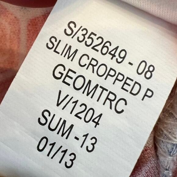 GAP Slim Cropped Orange Gray Geometric Hexagon Pants Size 16 Cotton Stretch - Picture 8 of 11